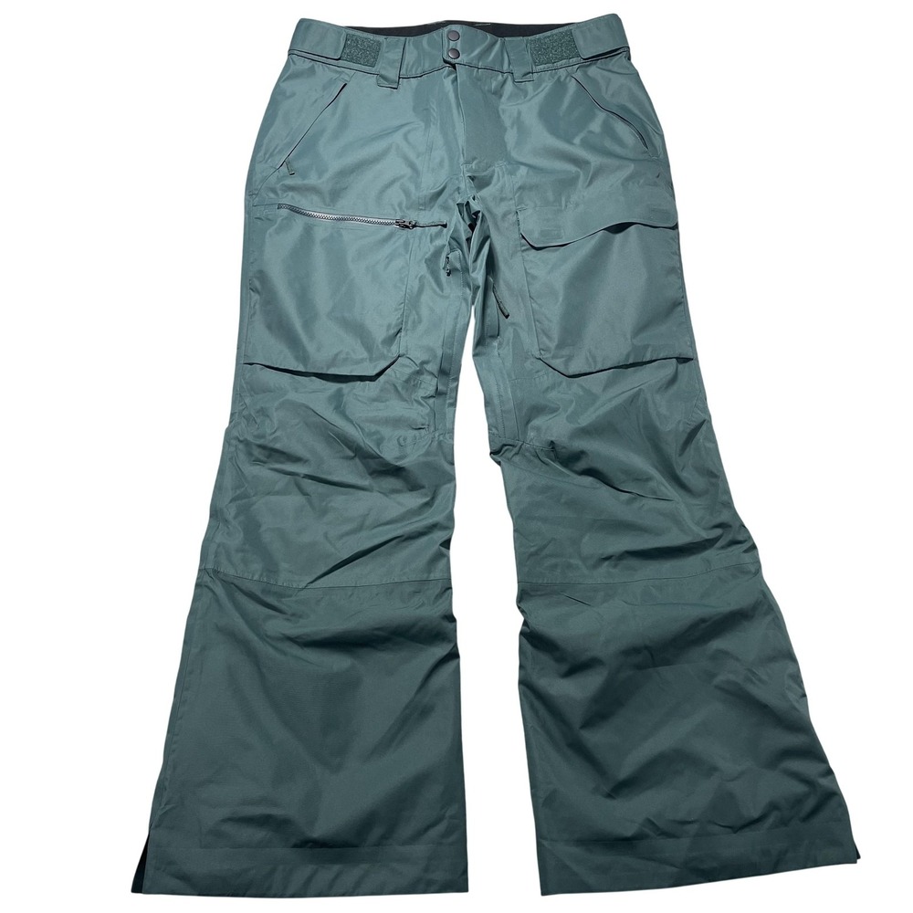 Stoic Snow Pants Mens Medium Green Softshell Insulated Skiing Zip Pockets 35x30